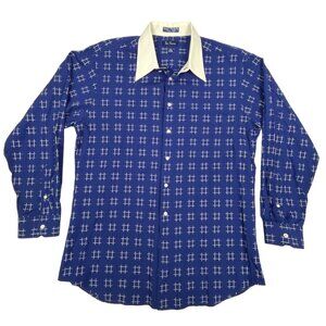 Paul Fredrik Men's Blue White Pattern Trim Fit Longsleeve Shirt Sz 36